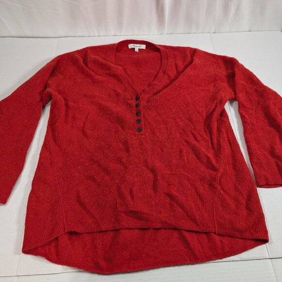 Madewell womens size small Wool/ Alpaca blend red with small pops of yellow - Picture 1 of 7